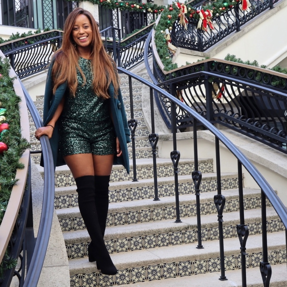 Dark Green Sequin Romper 💚